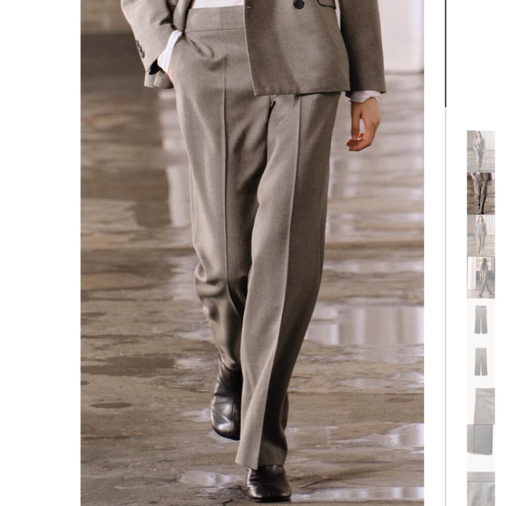 NWT ZARA SUIT DOUBLE BREASTED WOOL BLAZER +STRAIGHT CUT PANTS ZW COLLECTION - Picture 3 of 12